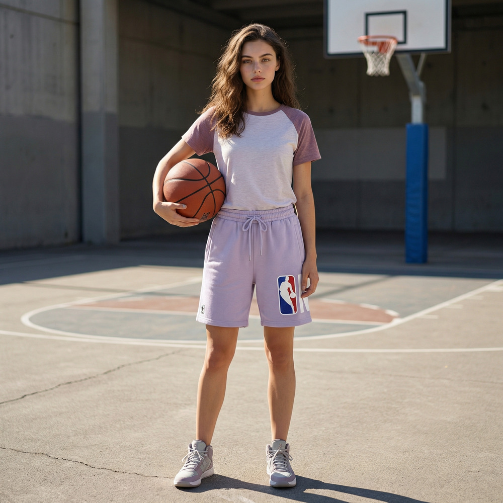 NBA Women’s Large Fleece Shorts Lavender Logo Athletic Lounge Shorts Pockets